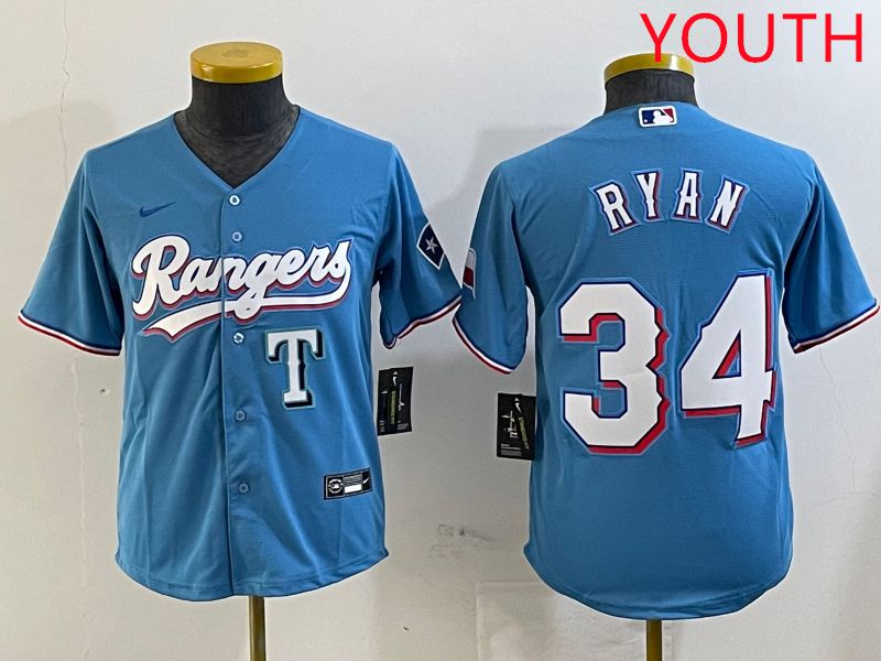 Youth Texas Rangers #34 Ryan Light Blue Game 2025 Nike MLB Jersey style 5->youth mlb jersey->Youth Jersey